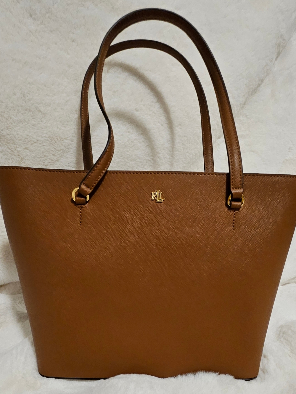 Lauren Ralph LaurenCrosshatch Leather Medium Karly Shopper Tote